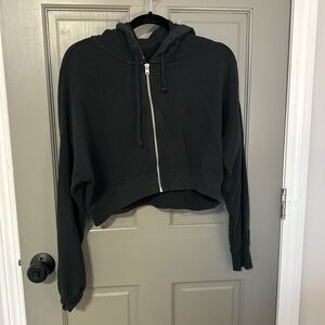 Hollister Black Zip-Front Cropped Hoodie